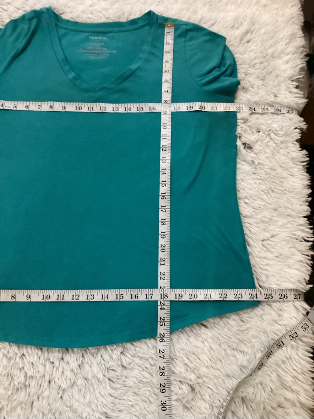 Torrid Classic Fit turquoise V-Neck Tee Size 1 Plus Soft Stretch Casual Top - Picture 9 of 11